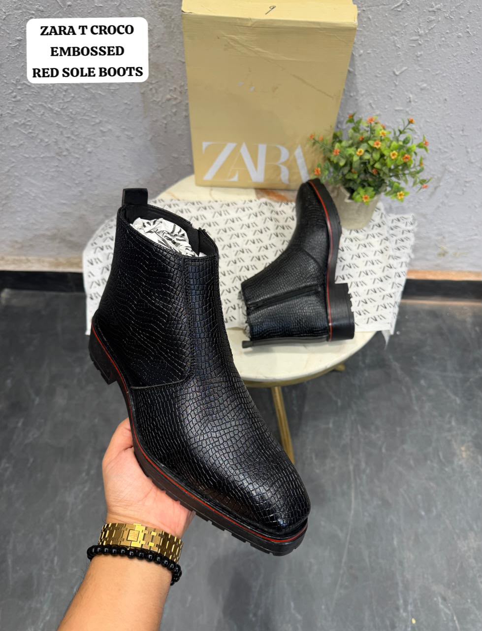 Croc Embossed Red Sole Premium Boots - Image 2