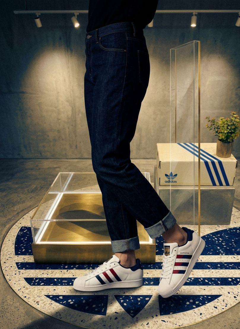 Superstar White Navy Red Casual Sneakers - Image 3
